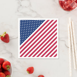 Serviettes En Papier USA Patriotic Red Stripes Stars Drapeau Papier Nap