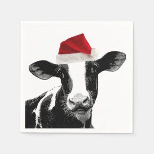 Serviettes En Papier Vache à Noël utilisant le casquette de Père No