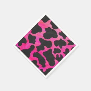 Serviettes En Papier Vache rose chaud et noir