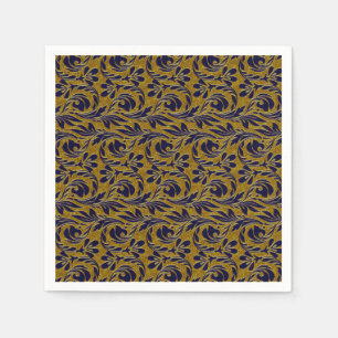 Serviettes En Papier Vagues métalliques-Marine-Gold-PAPER PARTY NAPKINS