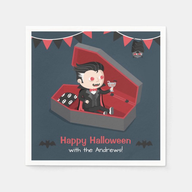 Serviettes En Papier Vampire mignon dans Coffin Halloween Fournitures d (Devant)