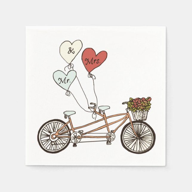Serviettes En Papier Vélo d'amour M. & Mme papier napkin (Devant)