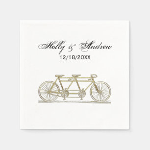 Serviettes En Papier Vélo vintage construit pour deux / Vélo tandem or