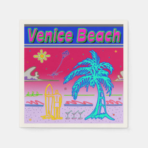 Serviettes En Papier "Venice Beach" Surfer Napkins