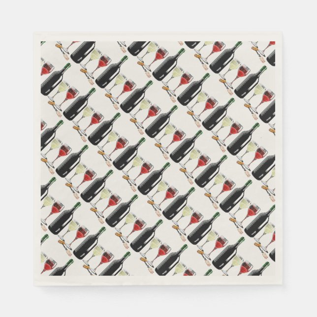 Serviettes En Papier Verre à vin français Thème Papier de table (Devant)