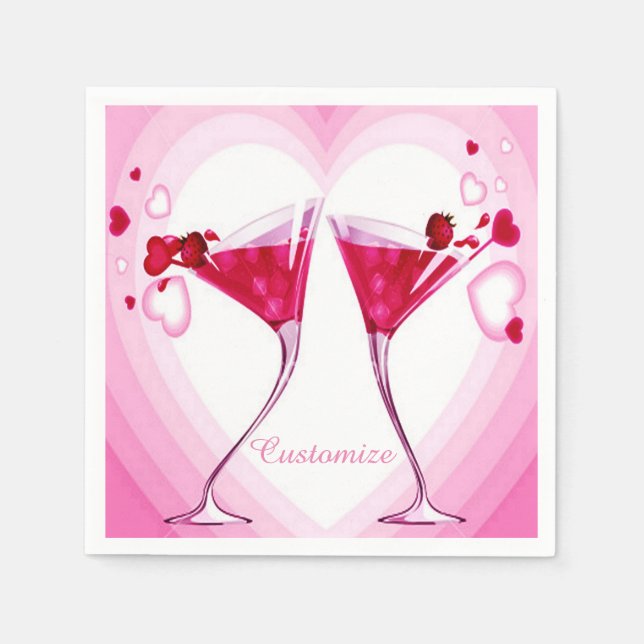 Serviettes En Papier Verres à cocktails roses serviettes (Devant)