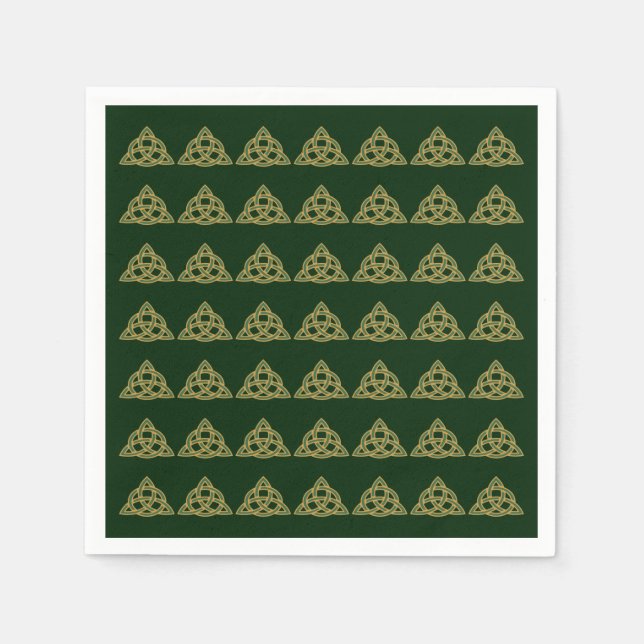 Serviettes en papier vert Trinity Knot (Devant)