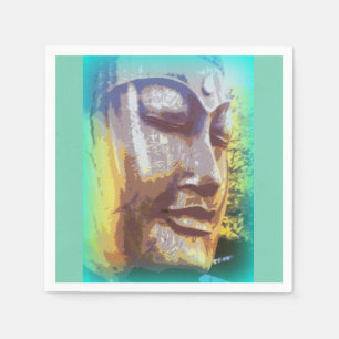 Serviettes En Papier Vert visage bouddha