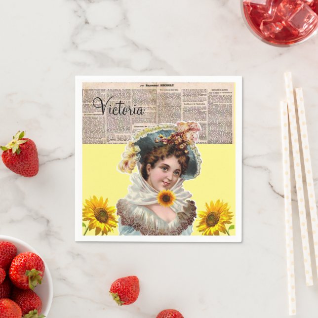 Serviettes en papier victorien tournesol (En situation)