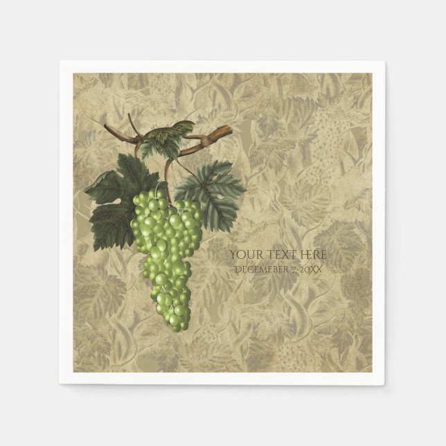 Serviettes En Papier Vignoble de raisins verts Dégustation de vin (Devant)