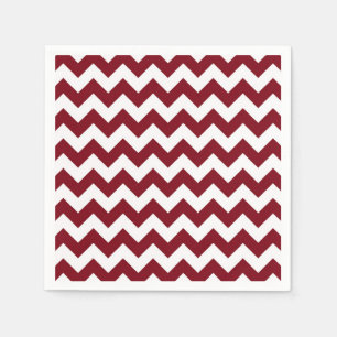 Serviettes En Papier Vin de Bourgogne gras et Motif blanc Chevron Zig-Z