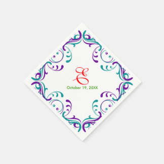 Serviettes En Papier Vintage Floral Violet Bleu Mariage Anniversaire