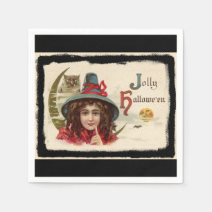 Serviettes En Papier Vintage Jolly Halloween Witch
