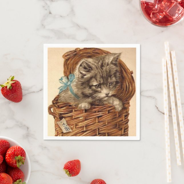 serviettes en papier vintage Kitty fun (En situation)