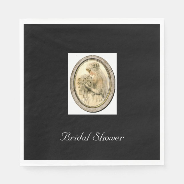 Serviettes En Papier Vintage mariage robe mariée Fête des mariées noire (Devant)