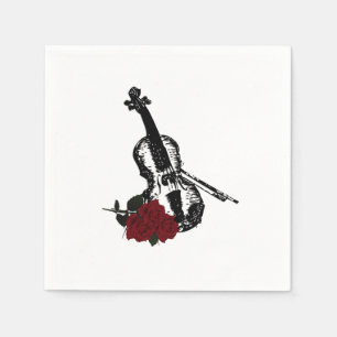 Serviettes En Papier Violon et Rose