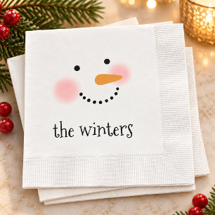 Serviettes En Papier Visage de bonhomme de neige joyeux et fantaisiste