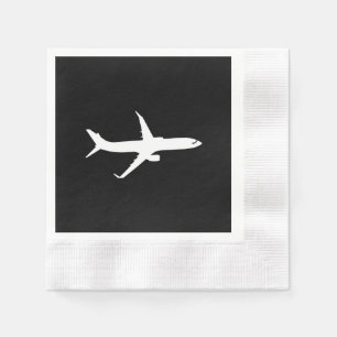 Serviettes En Papier Vol blanc de silhouette d'avion de ligne à