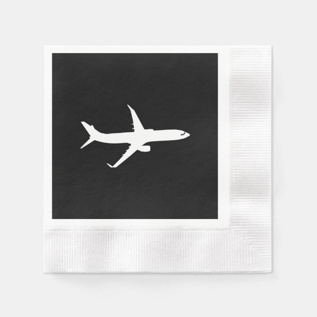 Serviettes En Papier Vol en silhouette blanche JetLiner (Devant)