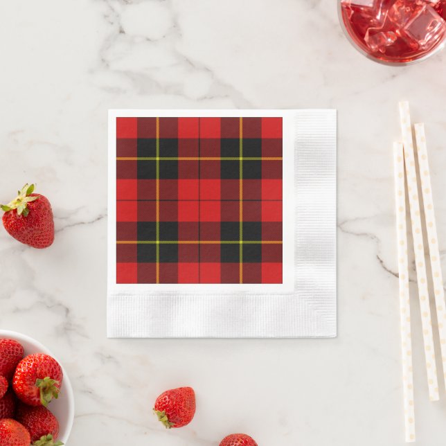 Serviettes En Papier Wallace tartan rouge noir plaid (En situation)
