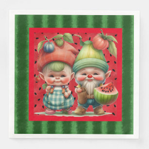 serviettes en papier Watermelon Gnomes