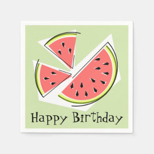 Serviettes En Papier Watermelon Green Pieces Joyeux anniversaire