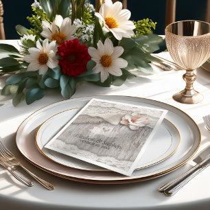 Serviettes En Papier Wedding shower de la dentelle florale en bois rust