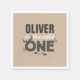 Serviettes En Papier Wild One Anniversday Party Napkin Rustic kraft par