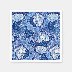 Serviettes En Papier William Morris floral, bleu de cobalt et blanc