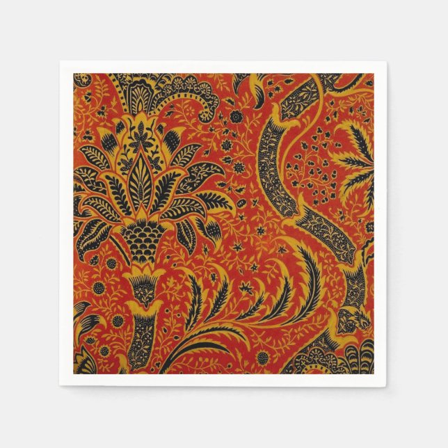 Serviettes En Papier William Morris Inde Floral rouge (Devant)