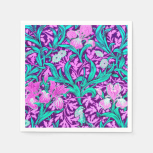 Serviettes En Papier William Morris Irises, Améthyste violet