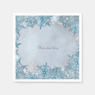 Serviettes En Papier Winter Wonderland Blue Snowflakes Élégante fête