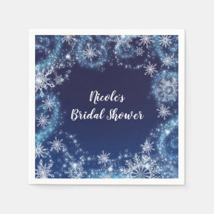 Serviettes En Papier Winter Wonderland Blue & White Sparkies Snowflakes