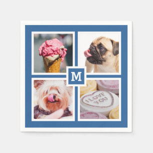 Serviettes En Papier YOUR 4 PHOTOS ET MONOGRAM paper napkins