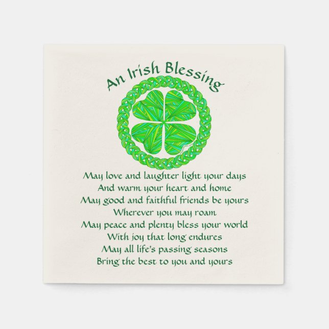 Serviettes En Papier Z Irish Blessing Celtic Shamrock Party Small (Devant)