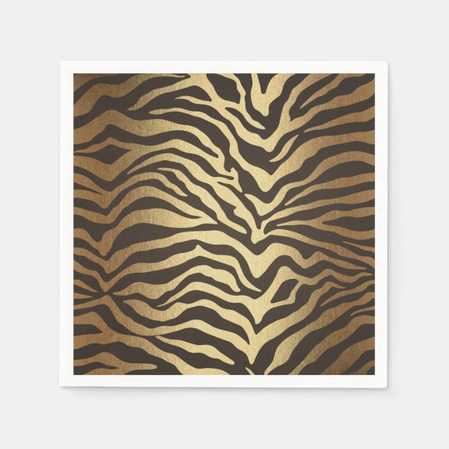 Serviettes En Papier Zèbre Imprimer Peau d'animal Élégant moderne Glam  (Devant)