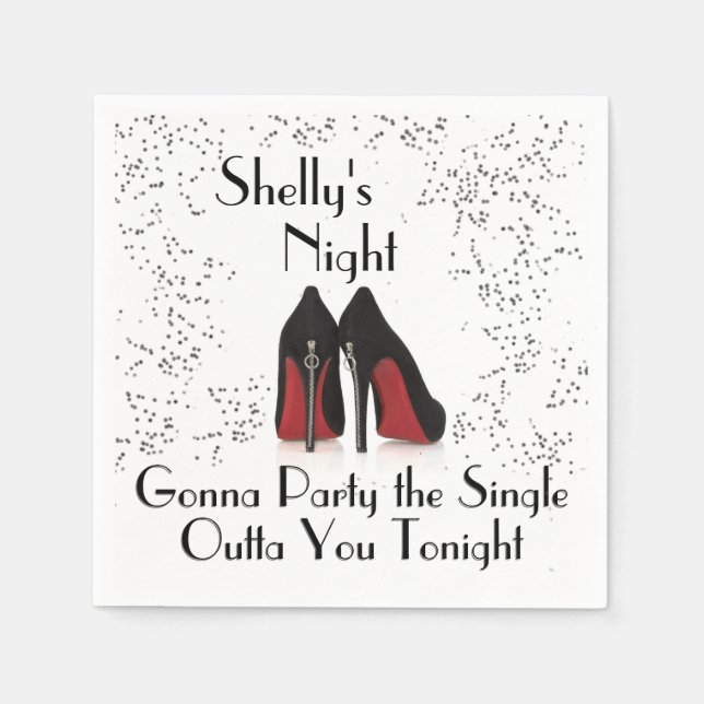 Serviettes En Papier Zipper Heels Bachelorette Party Single Out Napkins (Devant)