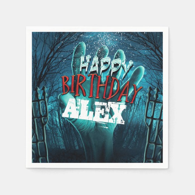 Serviettes En Papier Zombie Bonne fête d'anniversaire (Devant)