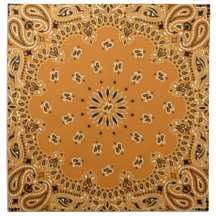 Tan Brown Paisley Western Bandana Scarf Imprimer