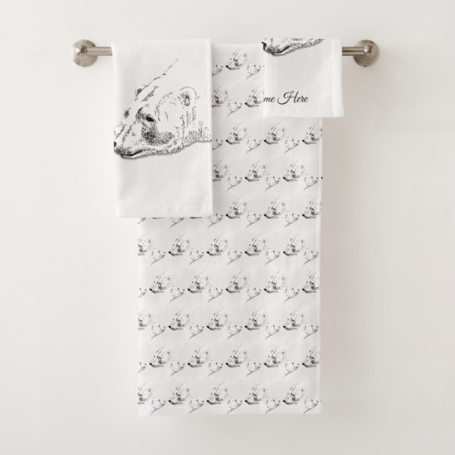 Serviettes faites sur commande réglées d'ours (En situation)