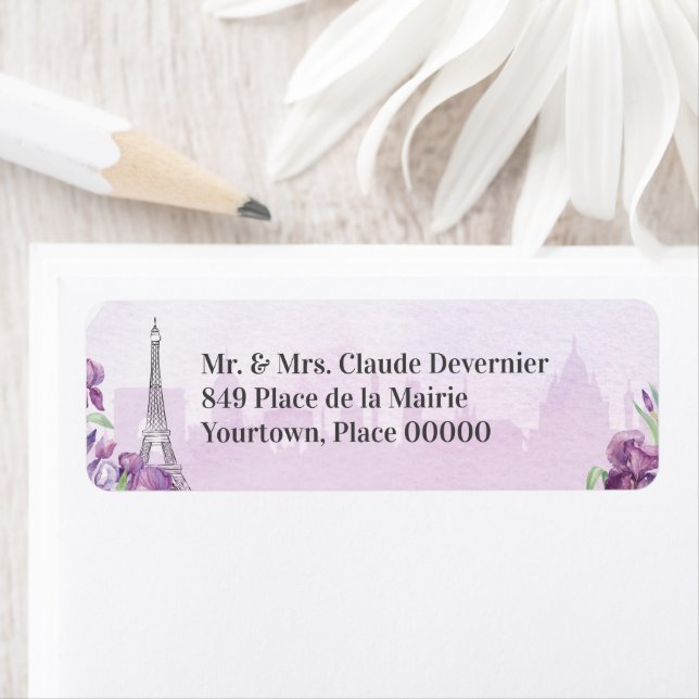 Serviettes françaises Iris Violet de Paris (En situation)