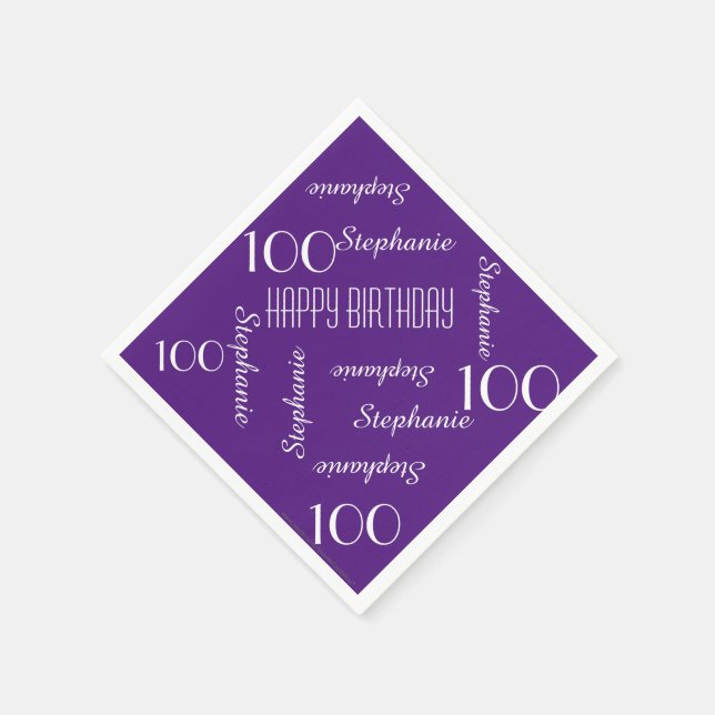 Serviettes Jetables 100e fête d'anniversaire Purple récidive Papier de (Coin)