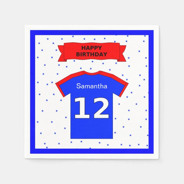 Serviettes Jetables 12e anniversaire nom personnalisé (Devant)