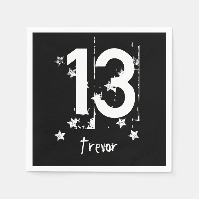 Serviettes Jetables 13e anniversaire Ado Grunge Style avec étoiles A01 (Devant)
