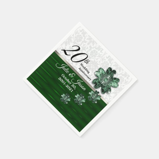 Serviettes Jetables 20e anniversaire du Mariage des joyaux d'émeraude (Coin)