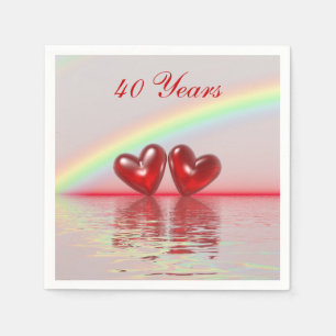 Serviettes Jetables 40e Anniversary Ruby Hearts