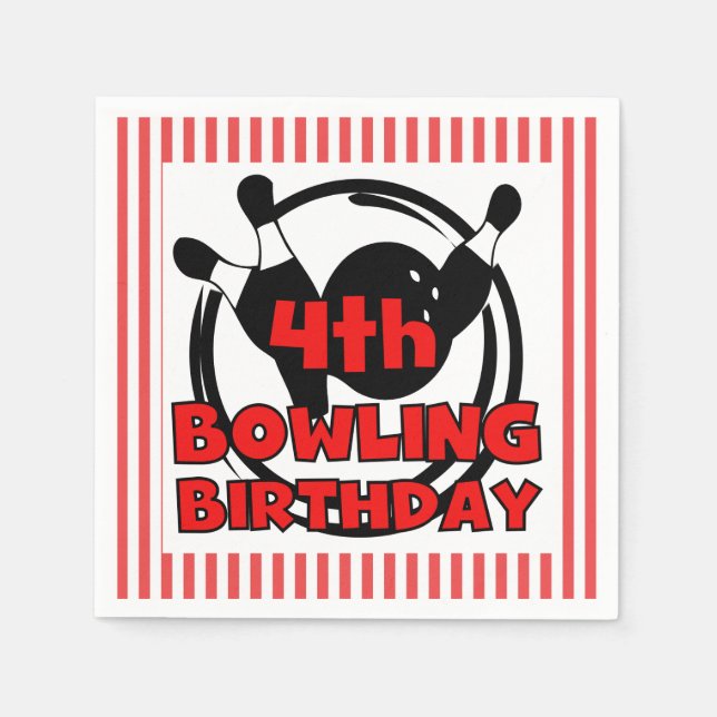 Serviettes Jetables 4e Bowling Sports Papier d'anniversaire (Devant)