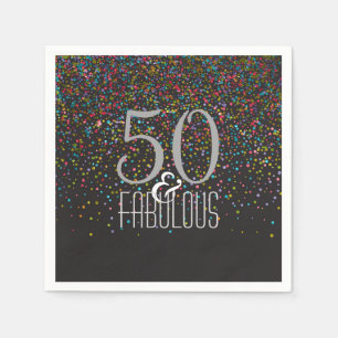 Serviettes Jetables 50 et confettis fabuleux pointille le cinquantièm