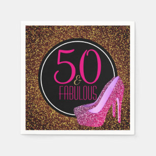 Serviettes Jetables 50 et fabuleux   Élégant 50e Anniversaire talons h