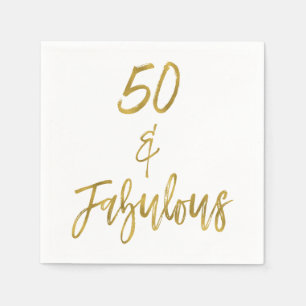 Serviettes Jetables 50 et Fabulous Gold Foil Anniversday Napkins